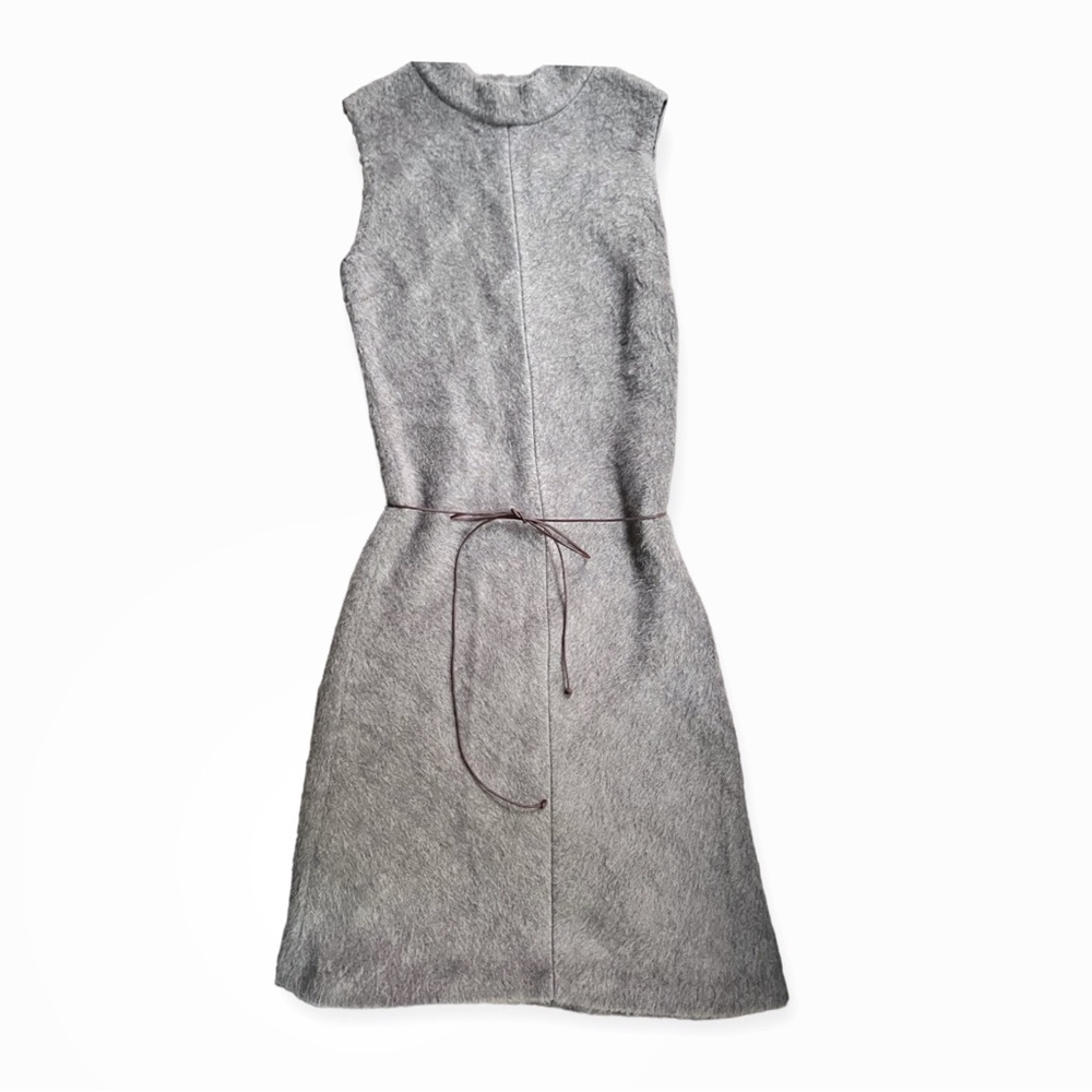 Humanoid Brown/Faun Sleeveless Shift Dress Mohair/Wool Blend, sz XS